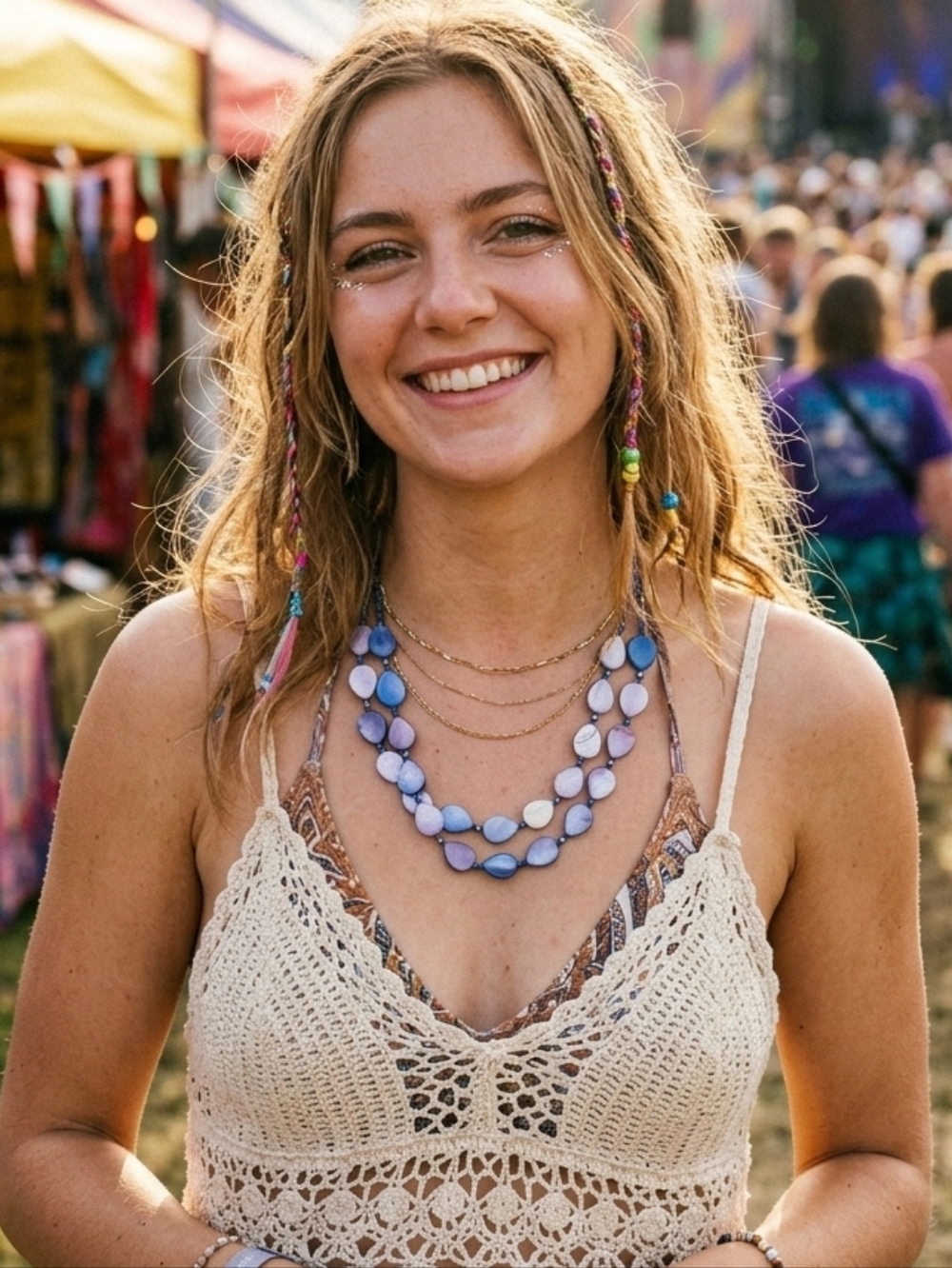 Multi-Strand MOP Shell & Glass Necklace Ombre Multi-Tonal Beach Vibe